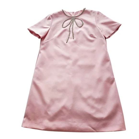 NWOT Pink Baby Pink  Dress with Embellished Sworowski Cristals Neckline - Picture 5 of 8